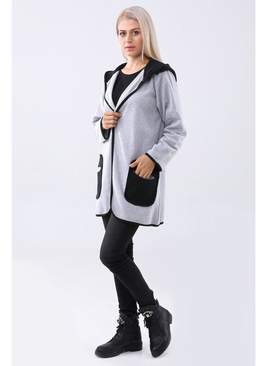 Seasonal Hooded Pocket Women's Long Jacket 757