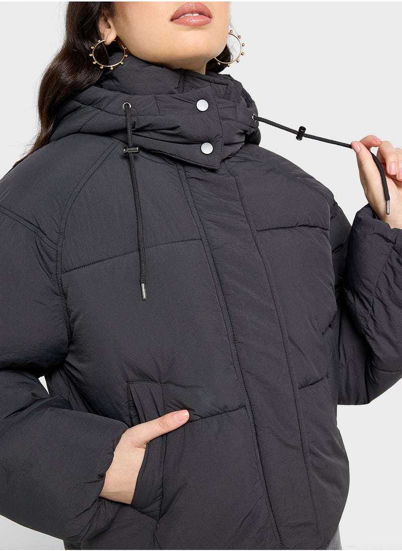 Drewstring Hooded Puffer Jacket