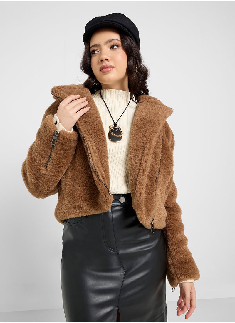 Fur Detail Teddy Jacket