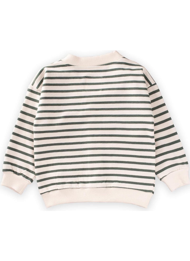 Twig Striped Cardigan Khaki Green