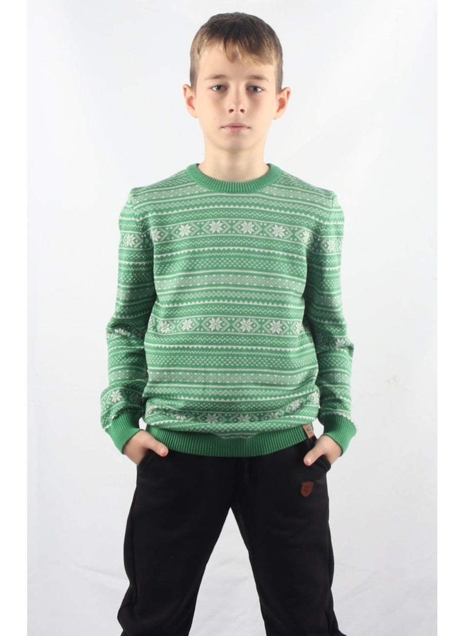 Crew Neck Kids Knitted Sweater C23-7103