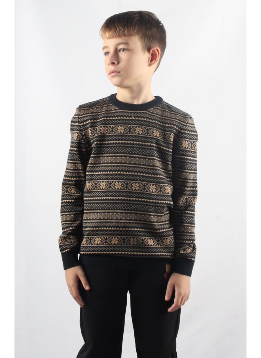 Crew Neck Kids Knitted Sweater C23-7103