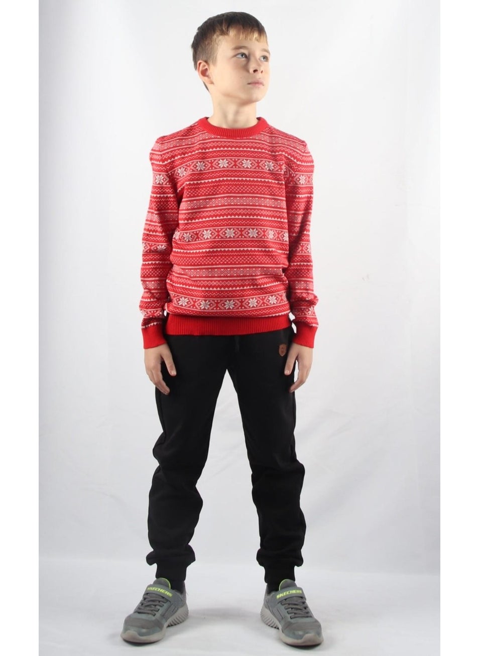 Crew Neck Kids Knitted Sweater C23-7103