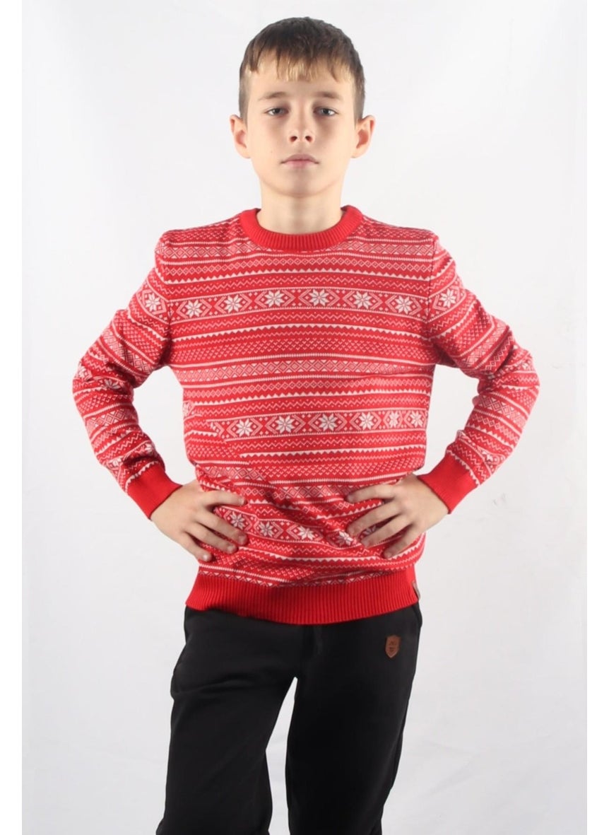 Crew Neck Kids Knitted Sweater C23-7103