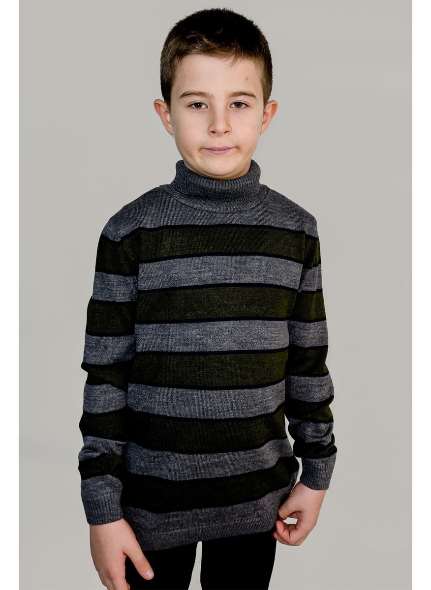 Kids Turtleneck Striped Sweater (C21-18749)