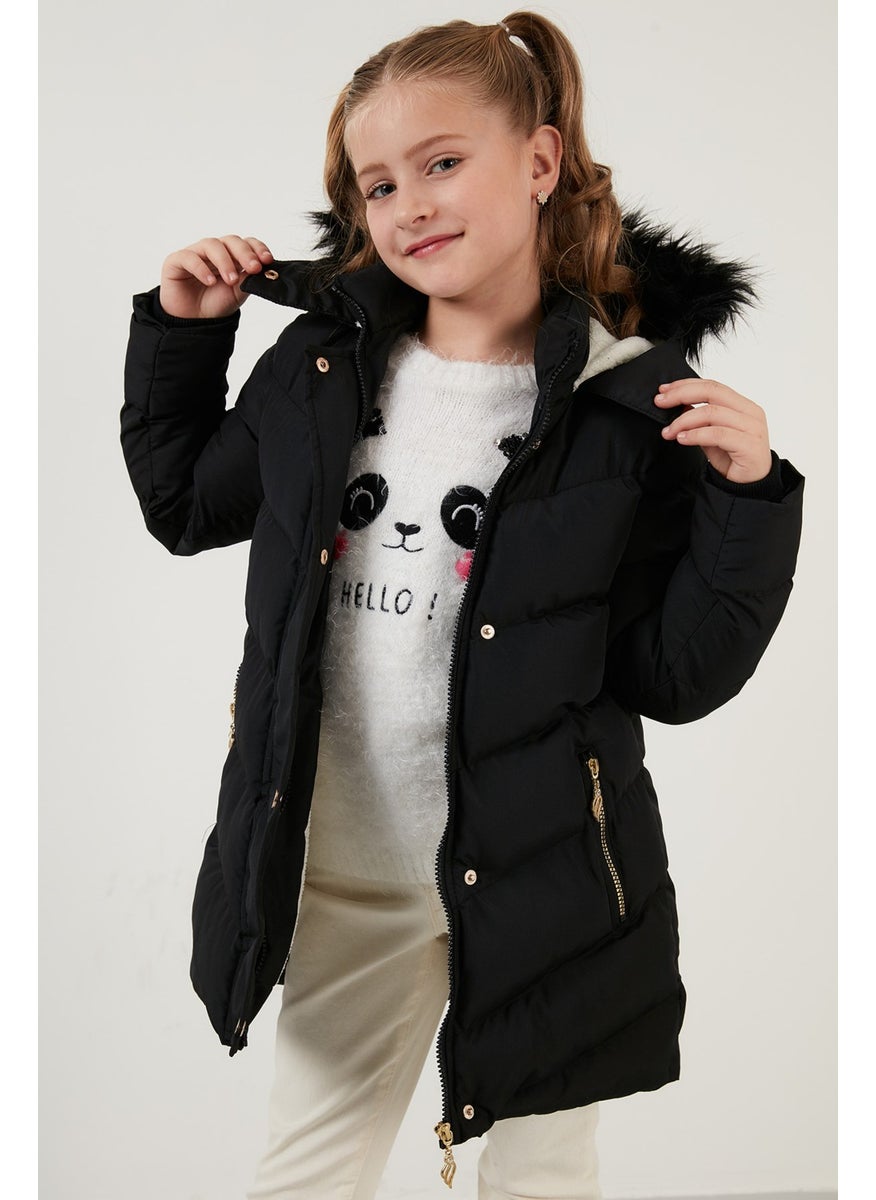 Side Faux Fur Hooded Puffer Coat Girls' COAT 6035018