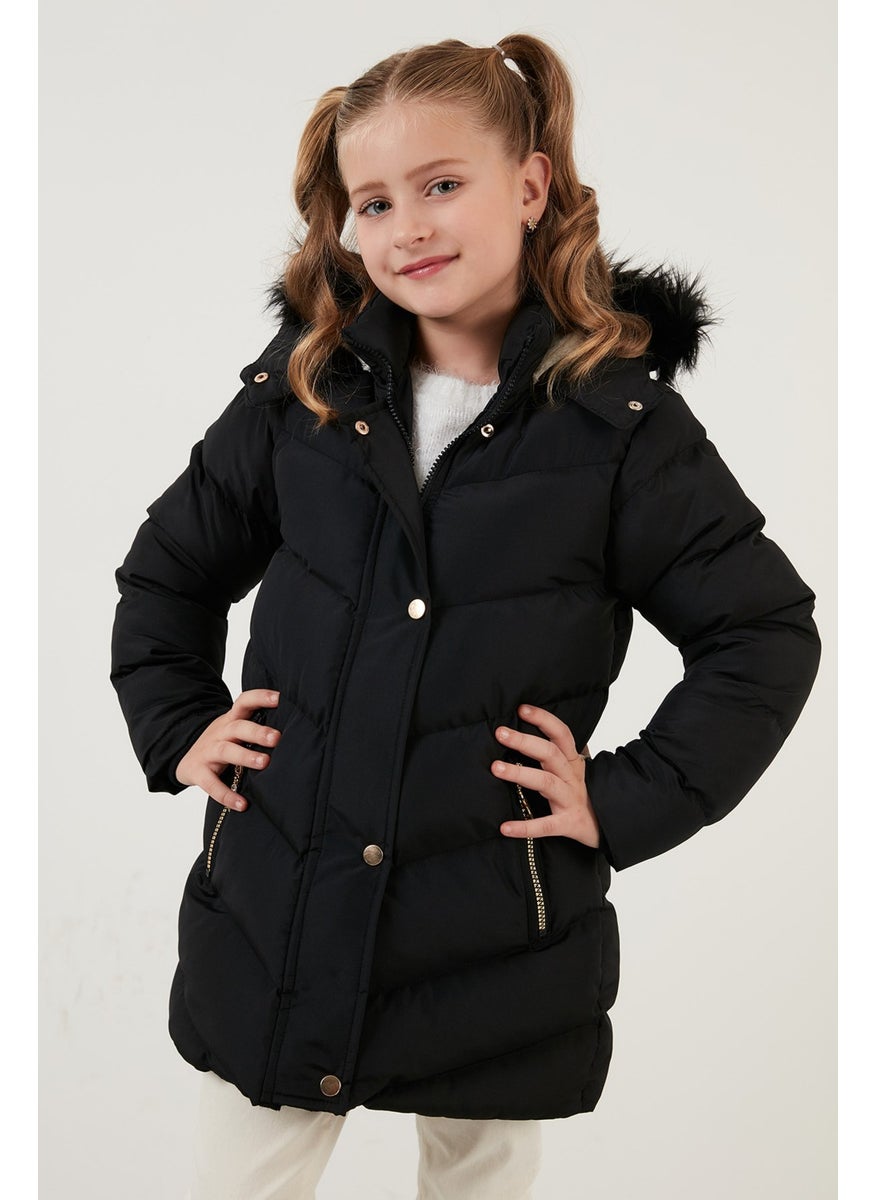 Side Faux Fur Hooded Puffer Coat Girls' COAT 6035018