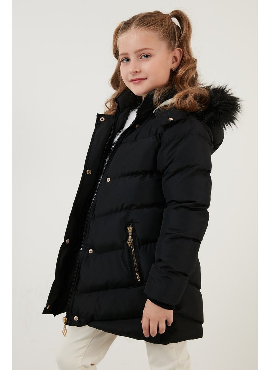 Side Faux Fur Hooded Puffer Coat Girls' COAT 6035018