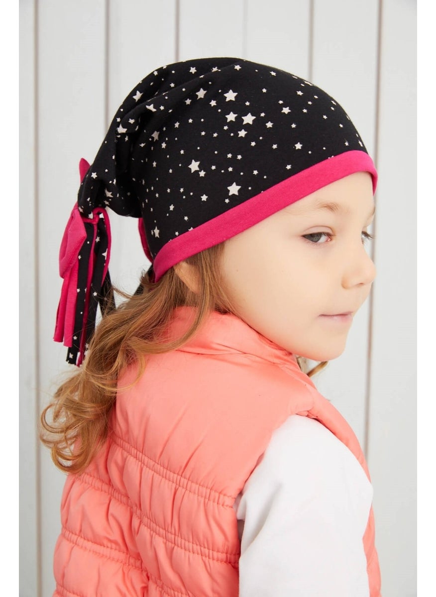 Girl Star Patterned Hat Beanie Soft Double Layer Cotton Combed Cotton