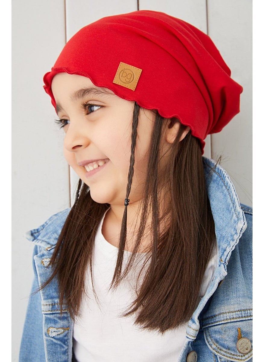 Red Baby Girl Hat Beanie Soft Cotton Combed Cotton