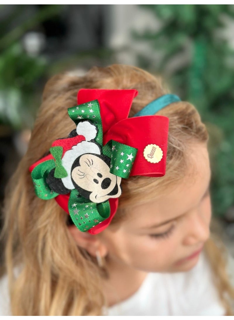 Queen Accessory Christmas Special Design Luxury Disney Mickey Minnie Fancy Bow Velvet Women's Children's Tiara Party Crown