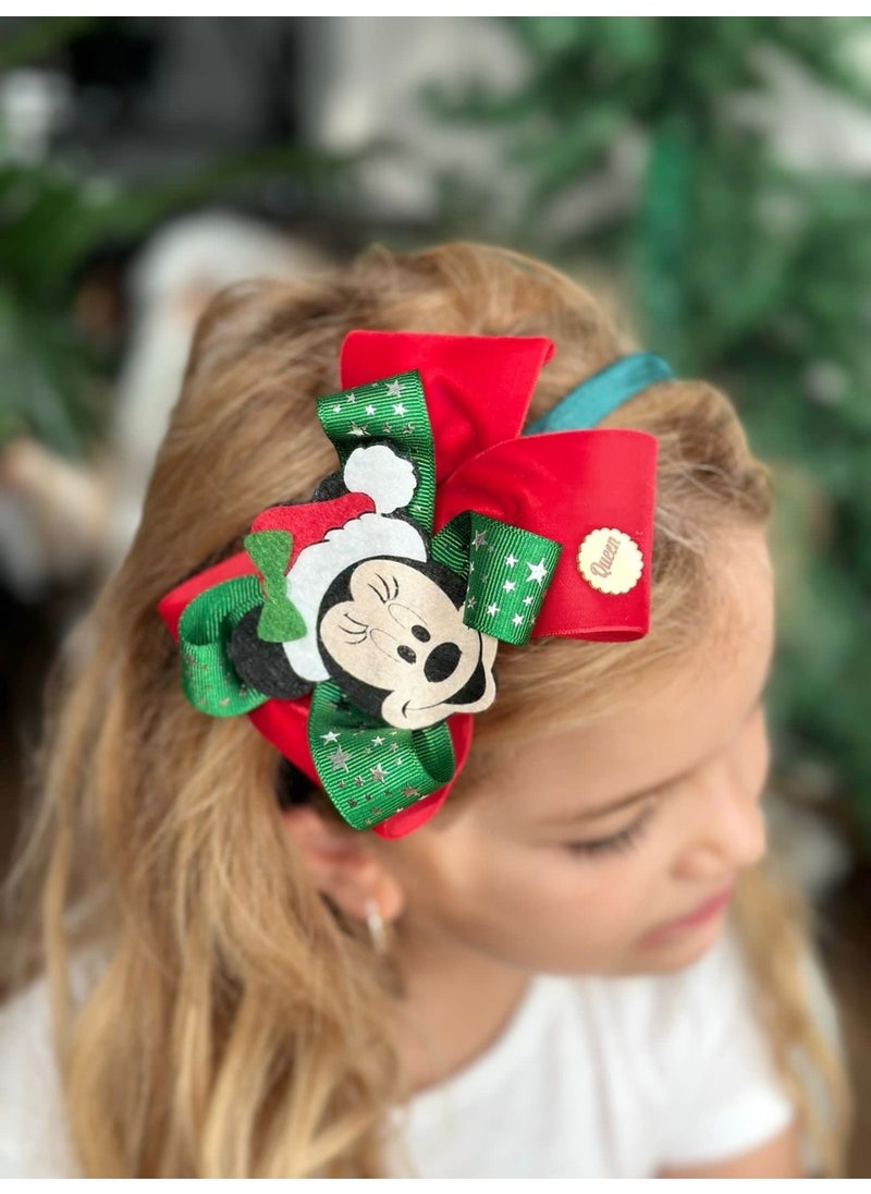 Queen Accessory Christmas Special Design Luxury Disney Mickey Minnie Fancy Bow Velvet Women's Children's Tiara Party Crown