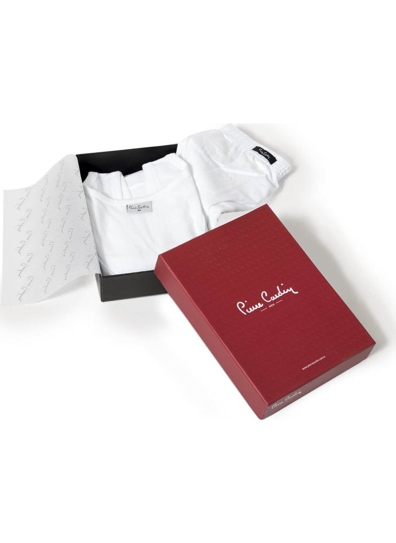 Men's Combed Cotton White Undershirt Boxer Set