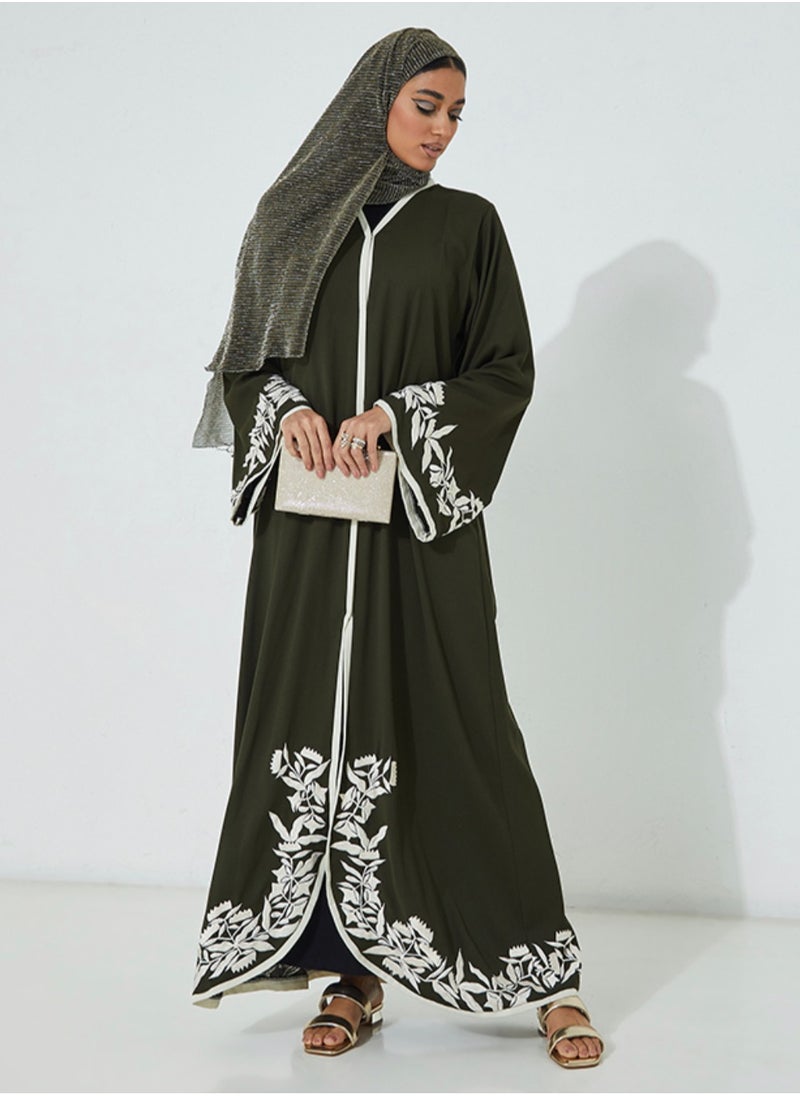 Embroidered Green Abaya