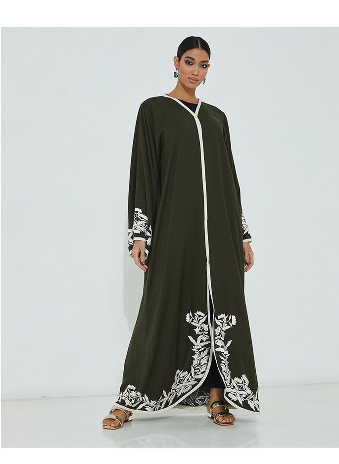 Embroidered Green Abaya