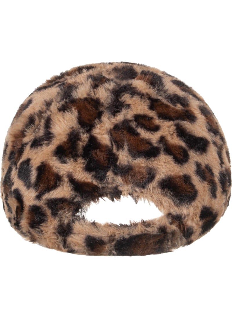 Women Leopard Patterned Plush Cap Hat