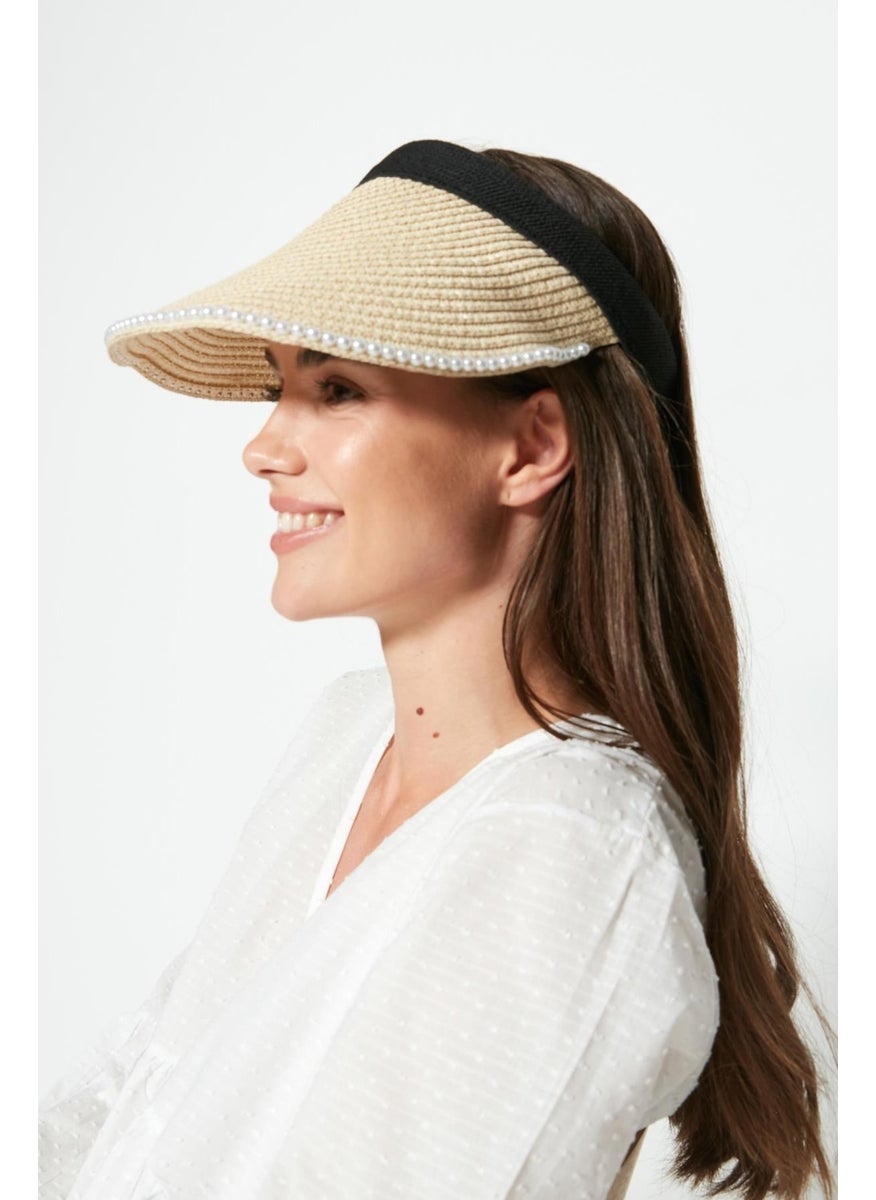 Visor Straw Beach Hat Y23730-42 Light Beige