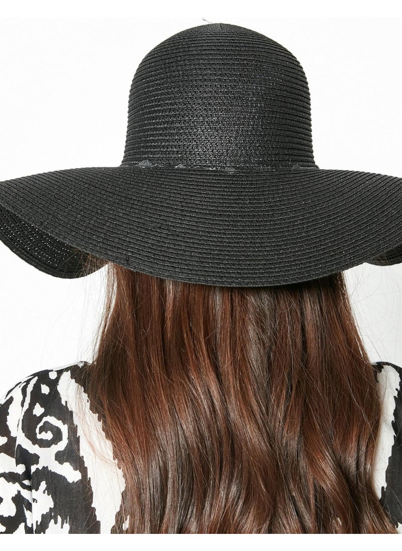 Short Brim Straw Beach Hat Y8201 Black