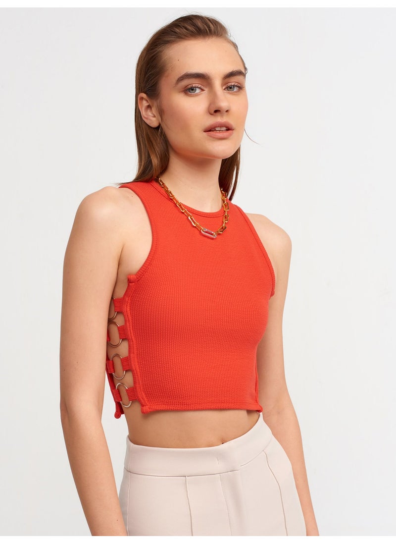 20109 Ring Detailed Crop Top-Red