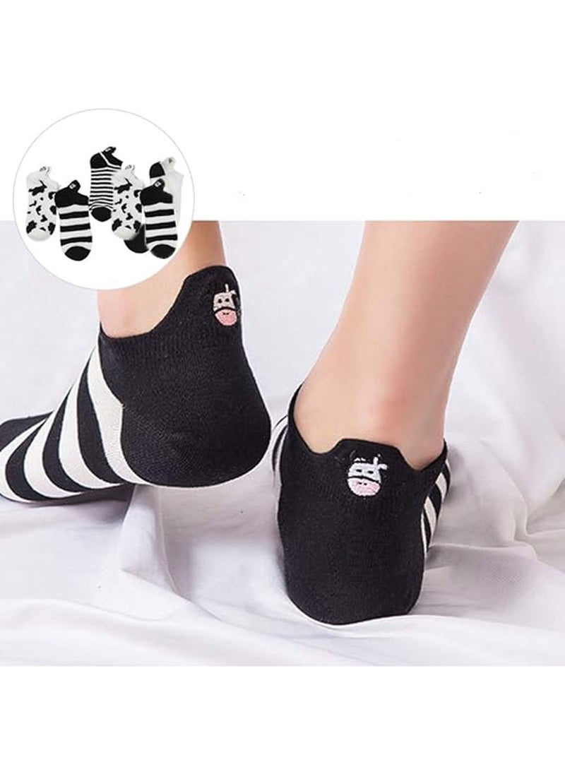 Rival to All 6-Piece Women's Cow Patterned Short Ankle Socks Cotton