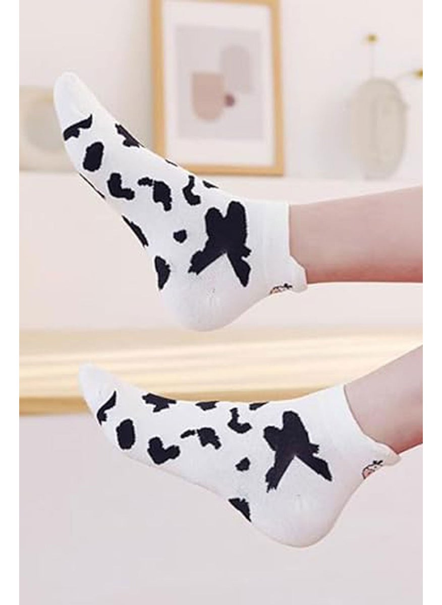 Rival to All 6-Piece Women's Cow Patterned Short Ankle Socks Cotton