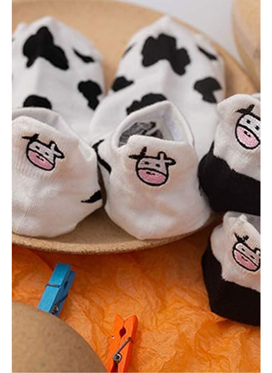 Rival to All 6-Piece Women's Cow Patterned Short Ankle Socks Cotton