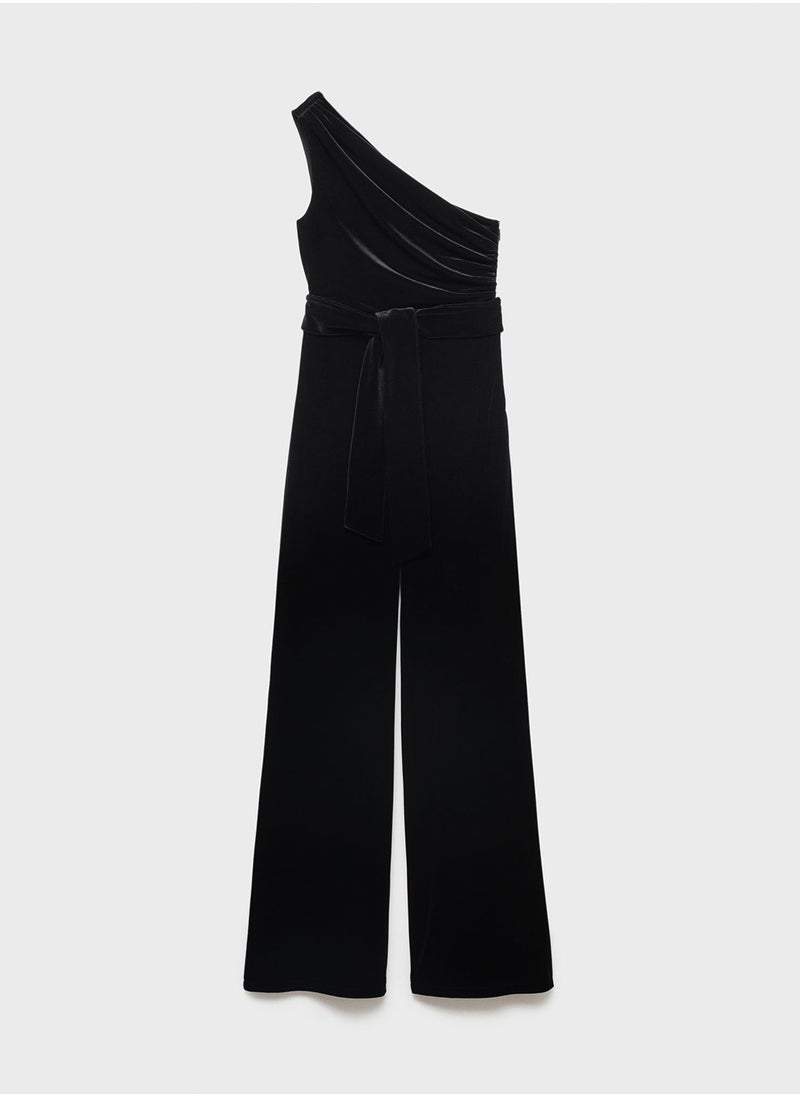 One Shoulder Tie Detailed Jumpsuit