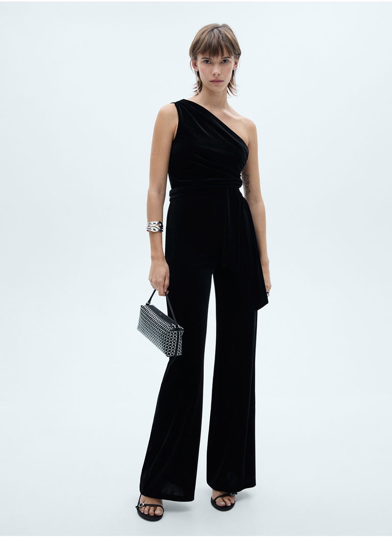 One Shoulder Tie Detailed Jumpsuit