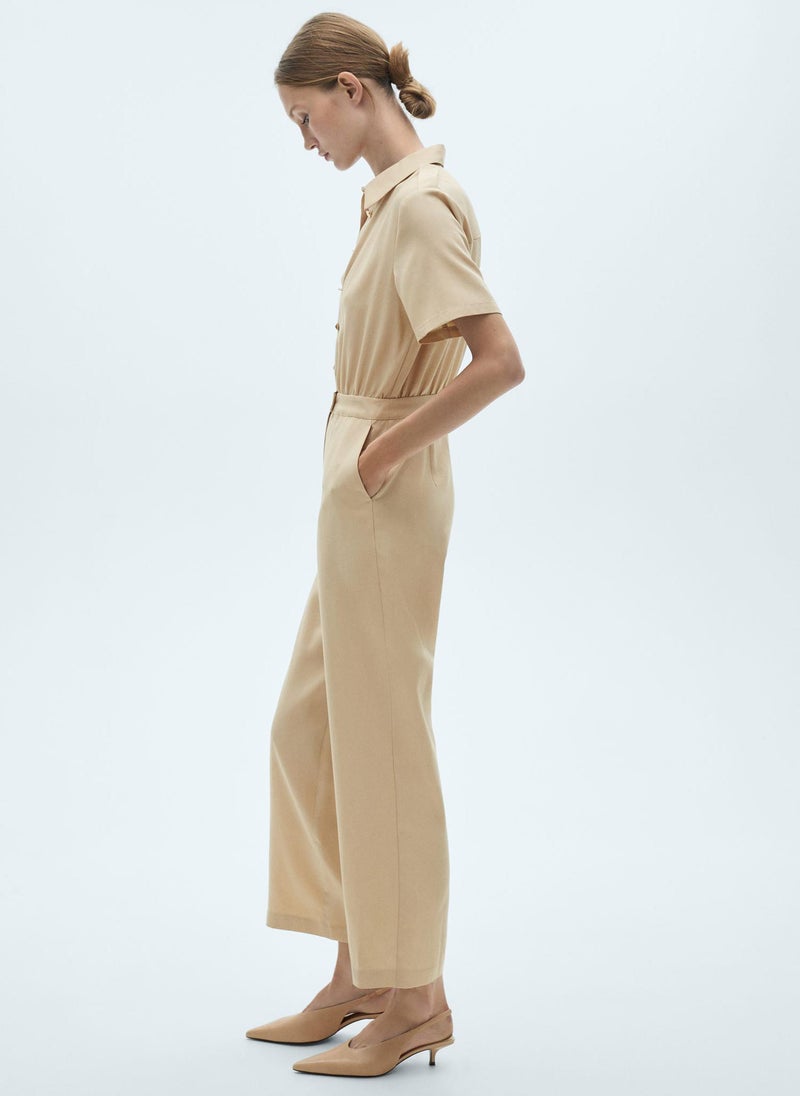 Lyocell Shirt-Collar Jumpsuit