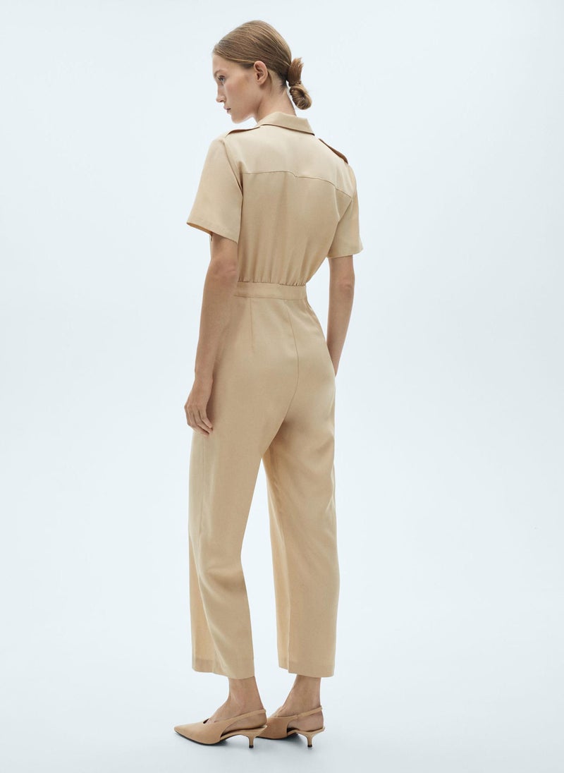 Lyocell Shirt-Collar Jumpsuit