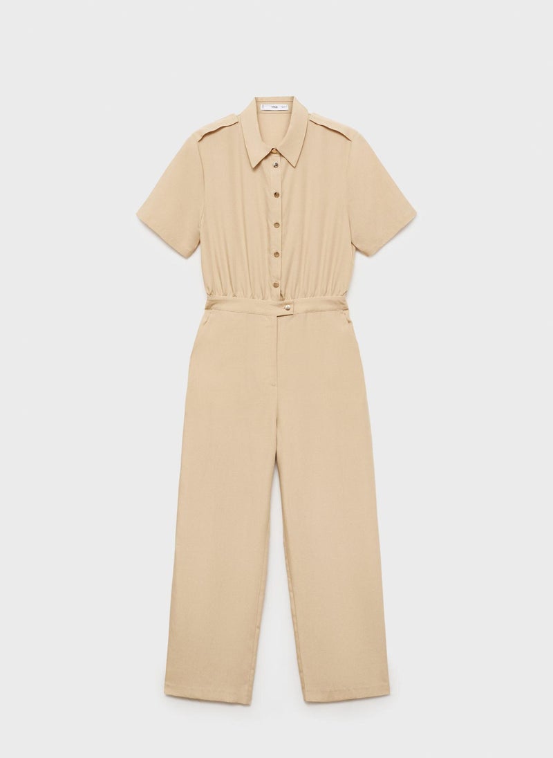 Lyocell Shirt-Collar Jumpsuit