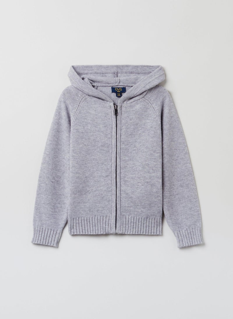 Ovs Girls Zip Through Knit Hooded Cardigan