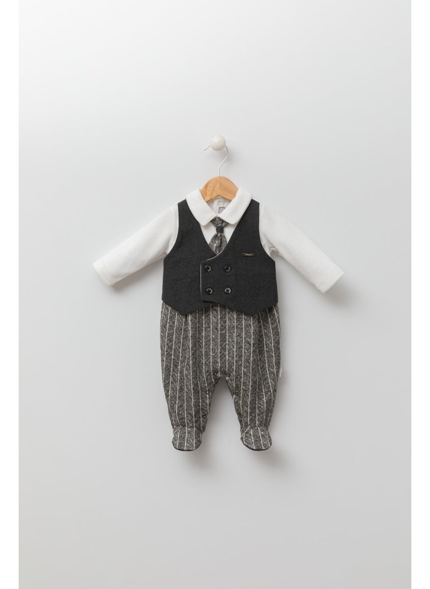 Suit Look, Tie, Vest, Booties, Festive Baby Boy Jumpsuit 13425