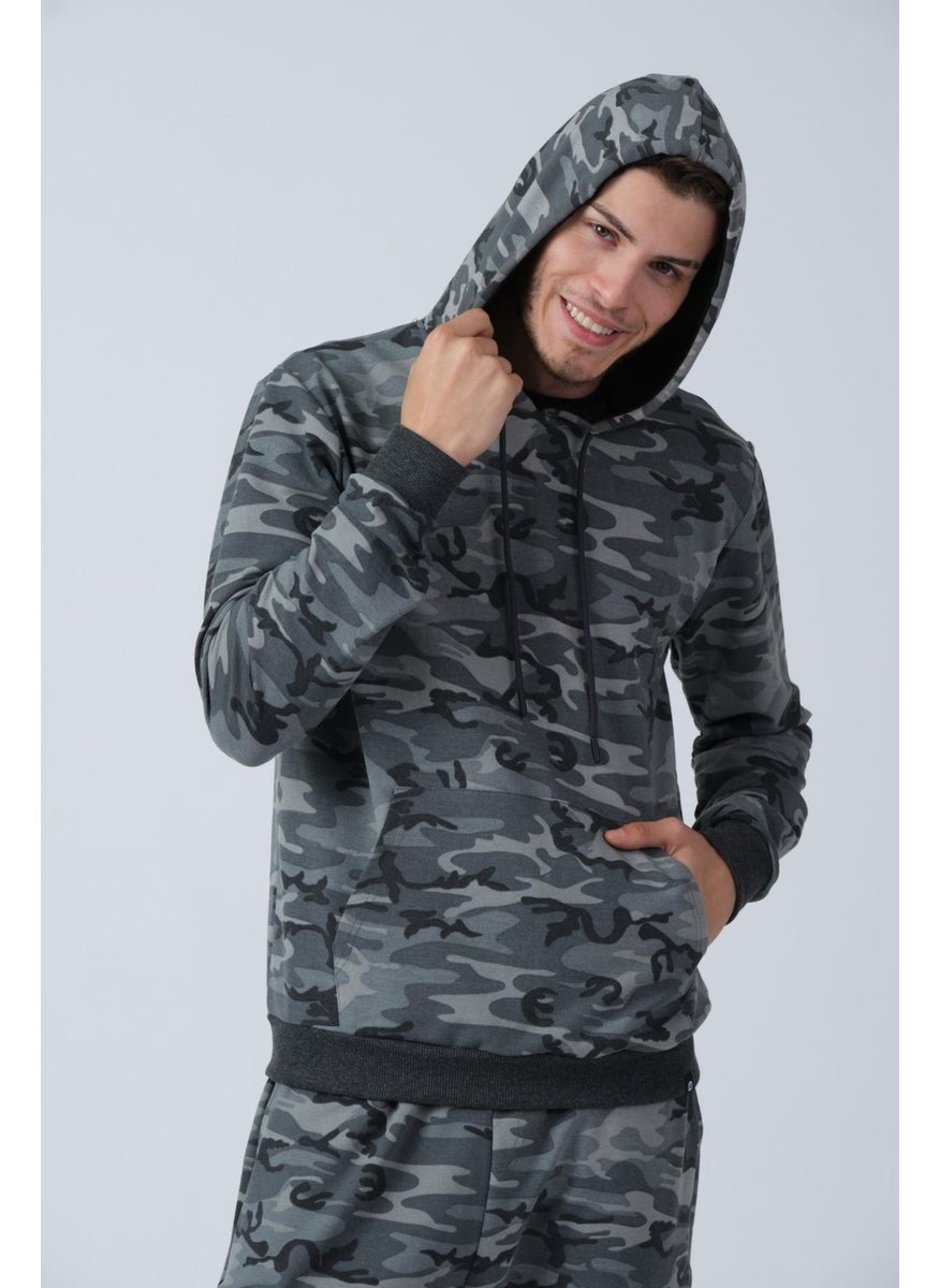 Camouflage Patterned Hooded Sweatshirt (E21-72101-UST)