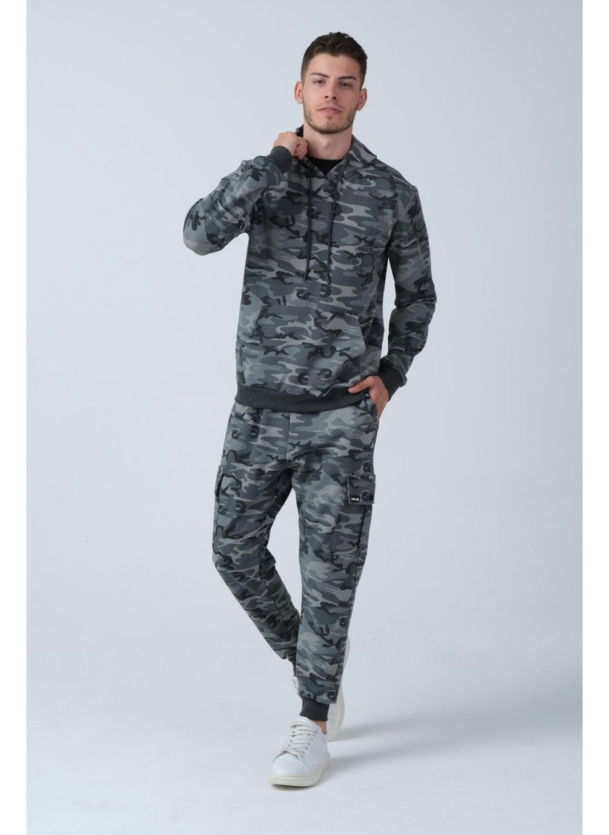 Camouflage Patterned Hooded Sweatshirt (E21-72101-UST)