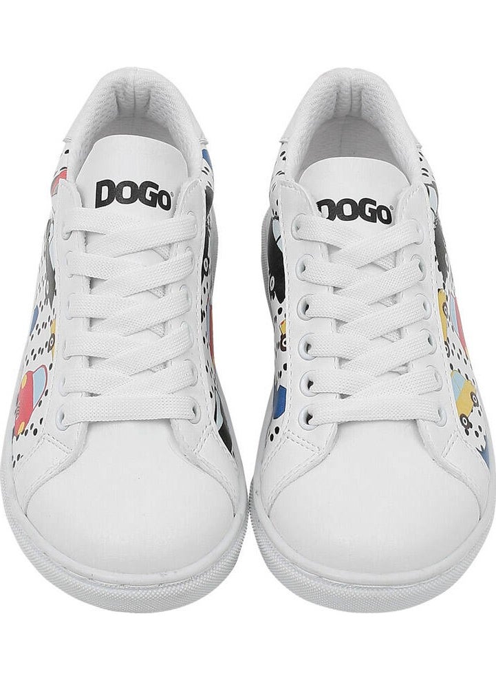 Unisex Kids Vegan Leather White Sneakers - Just Go Somewhere Design