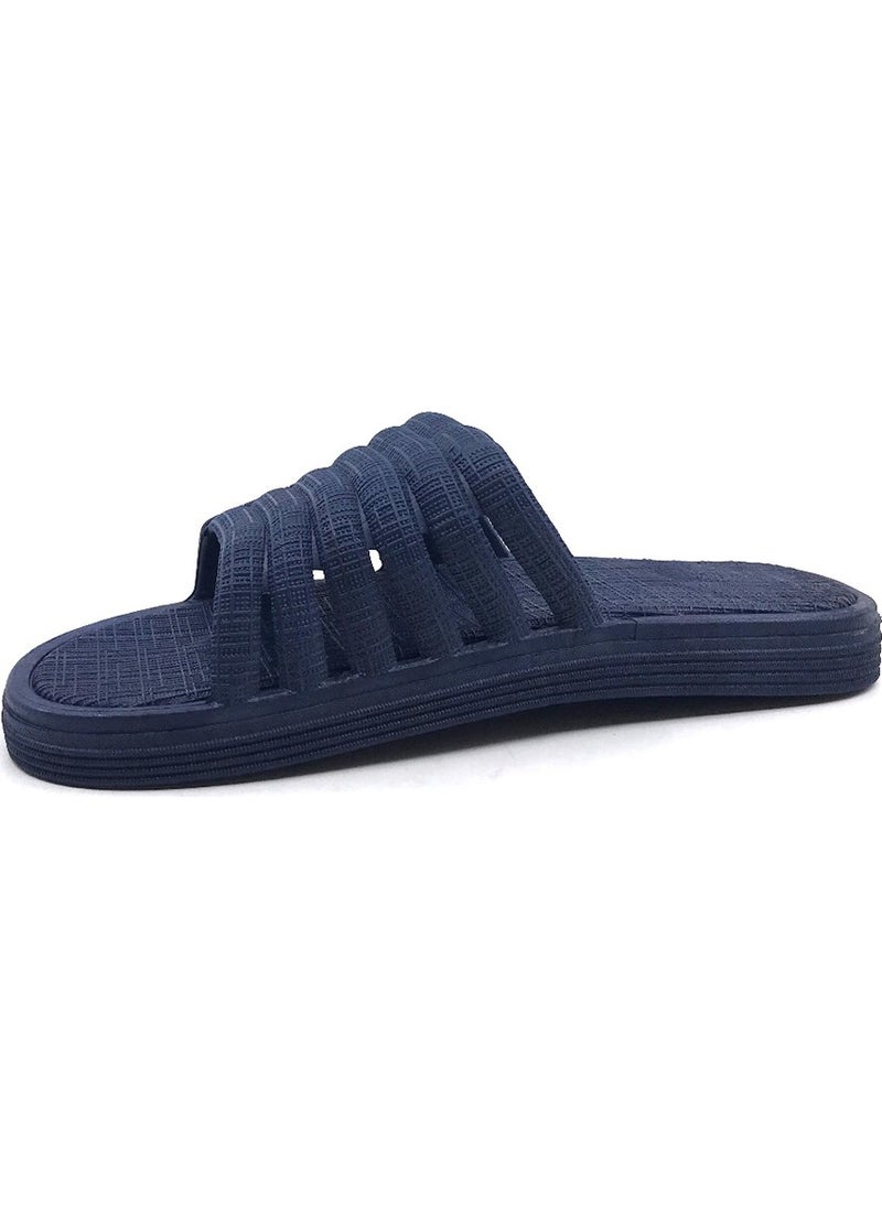 12466 Navy Blue Non-Slip Beach Pool Bathroom Men's Daily Slippers