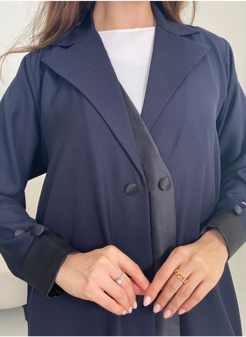 Blazer Formal Navy Abaya with Button Details