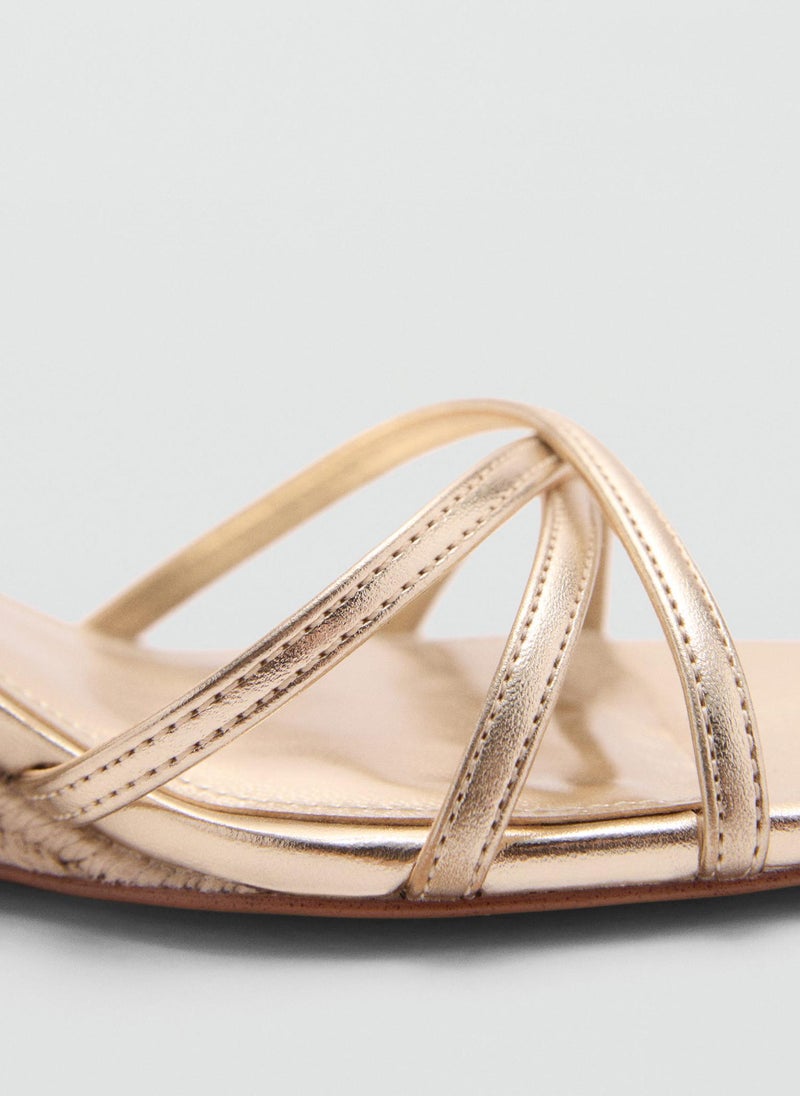 Metallic Wedge Sandals With Straps