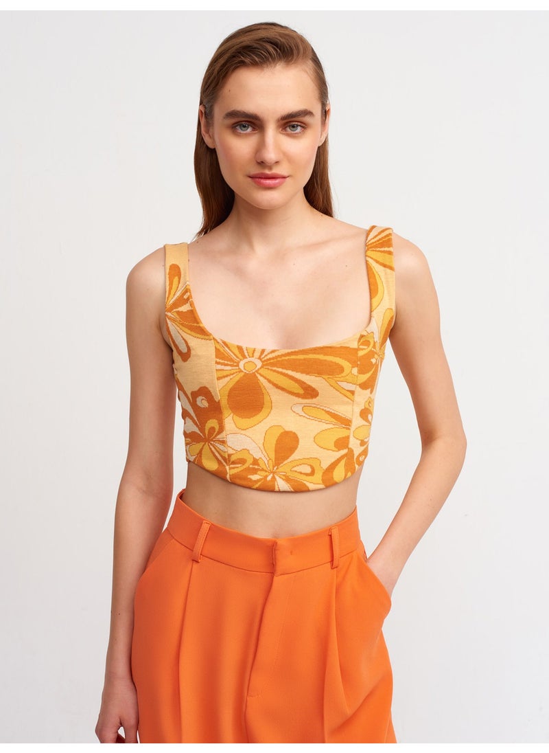 20139 Floral Patterned Bustier-Orange