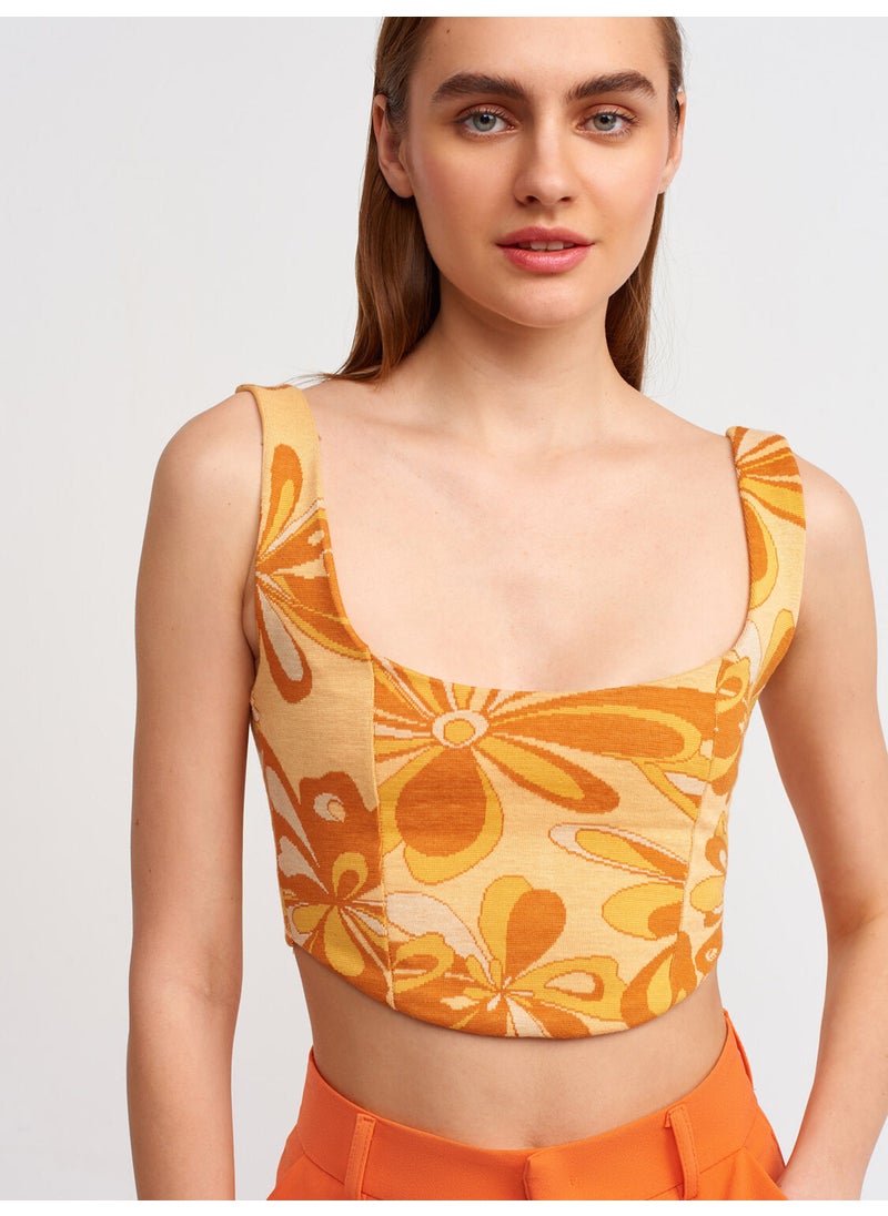 20139 Floral Patterned Bustier-Orange