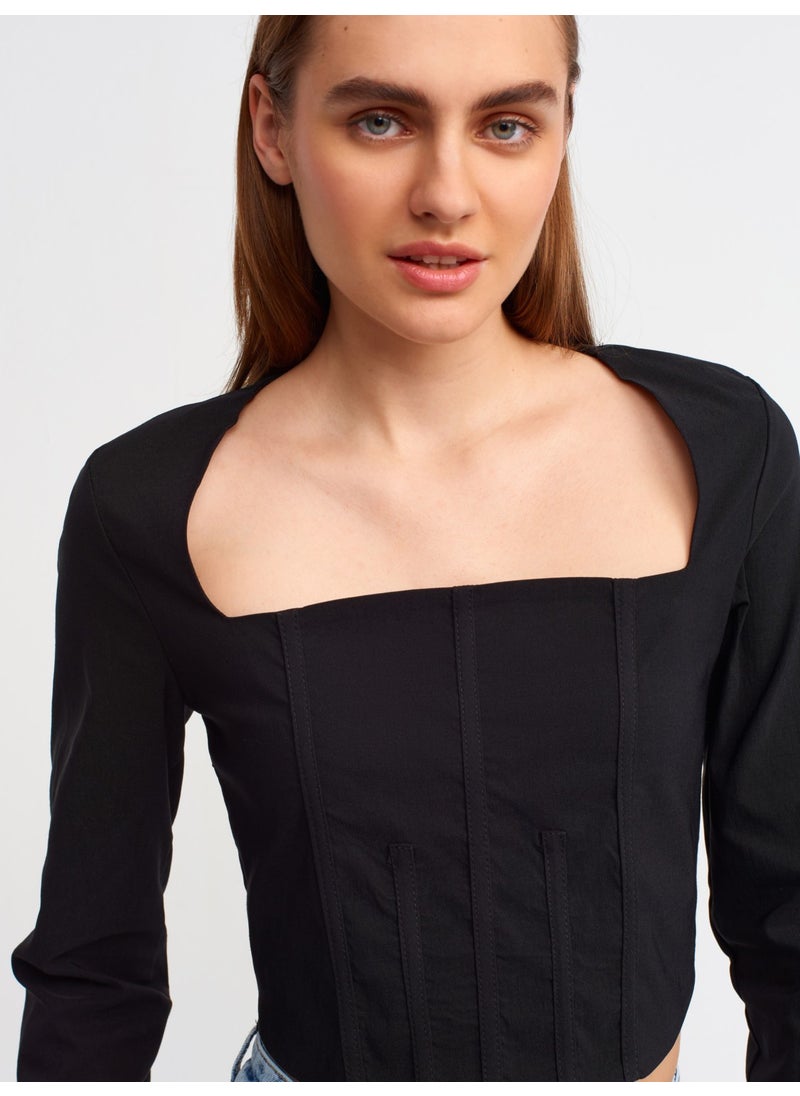 50138 Low-Rise Square Neck Top-Black