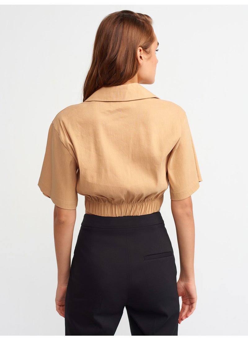 5873 Crop Shirt-Camel