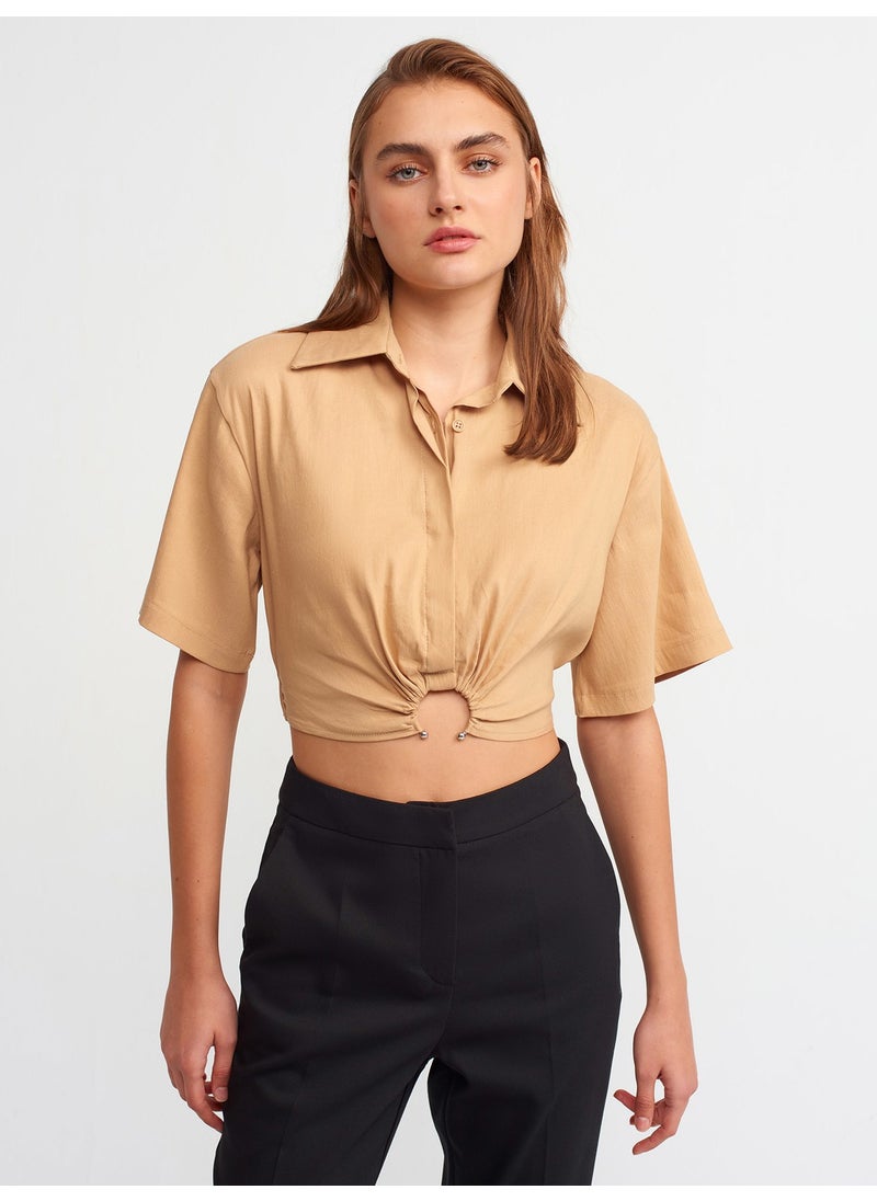 5873 Crop Shirt-Camel