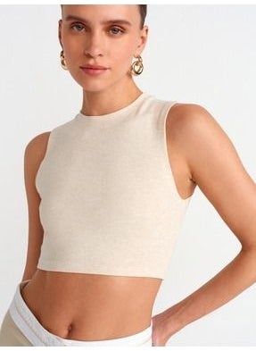 30998 Crop Top-Beige Melange