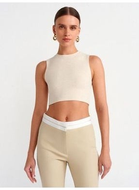 30998 Crop Top-Beige Melange