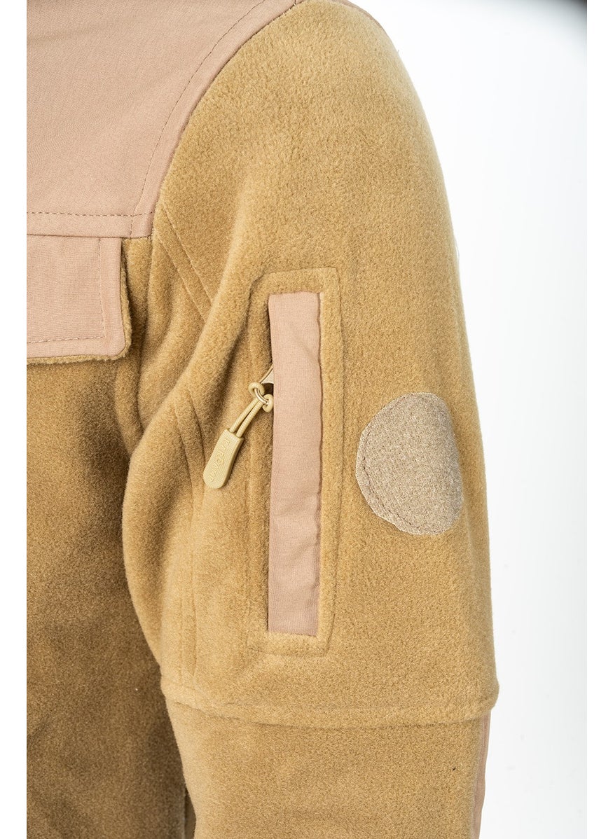 5-Pocket Unisex Fleece Coat with Pocket Flap