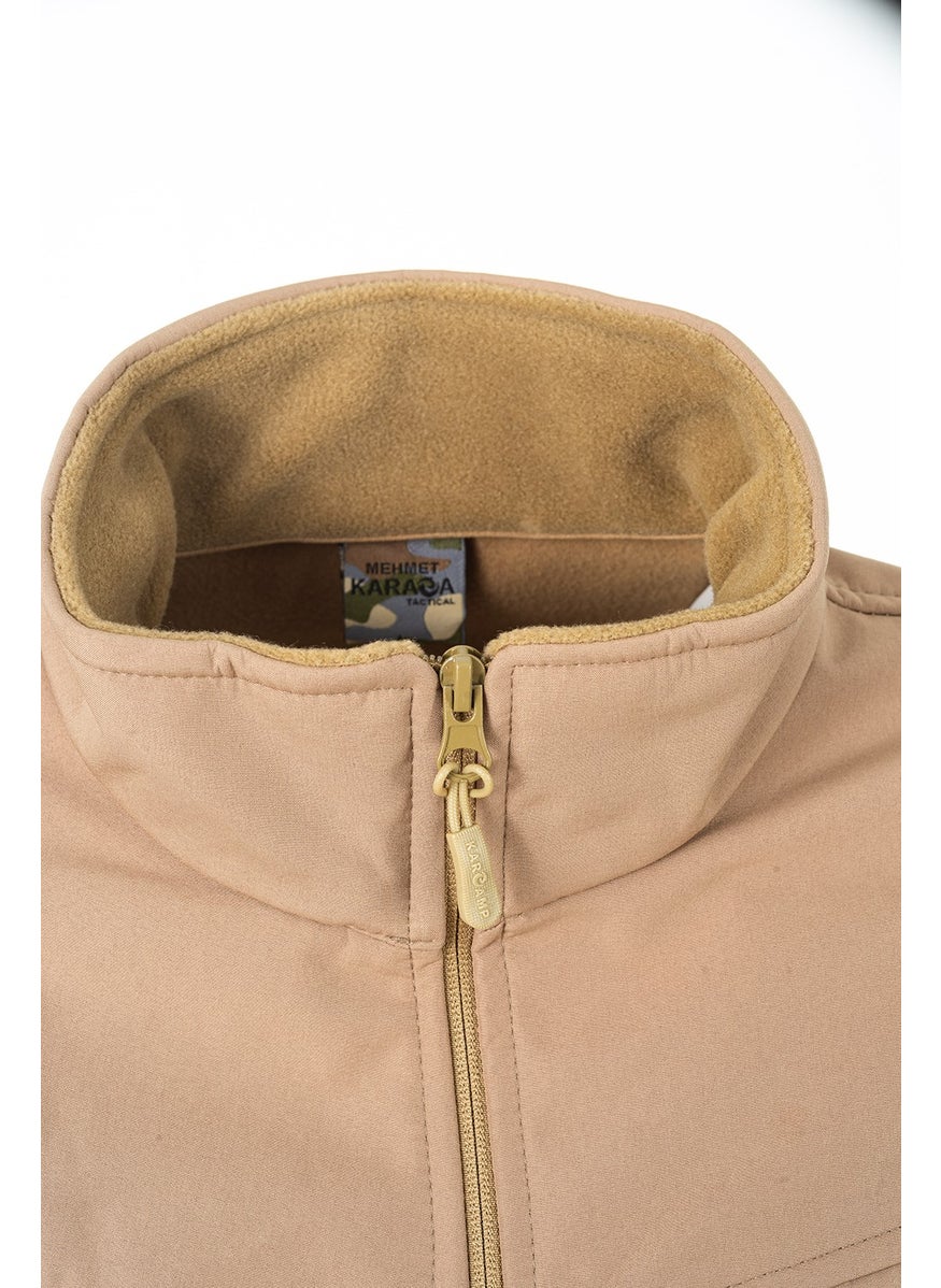 5-Pocket Unisex Fleece Coat with Pocket Flap