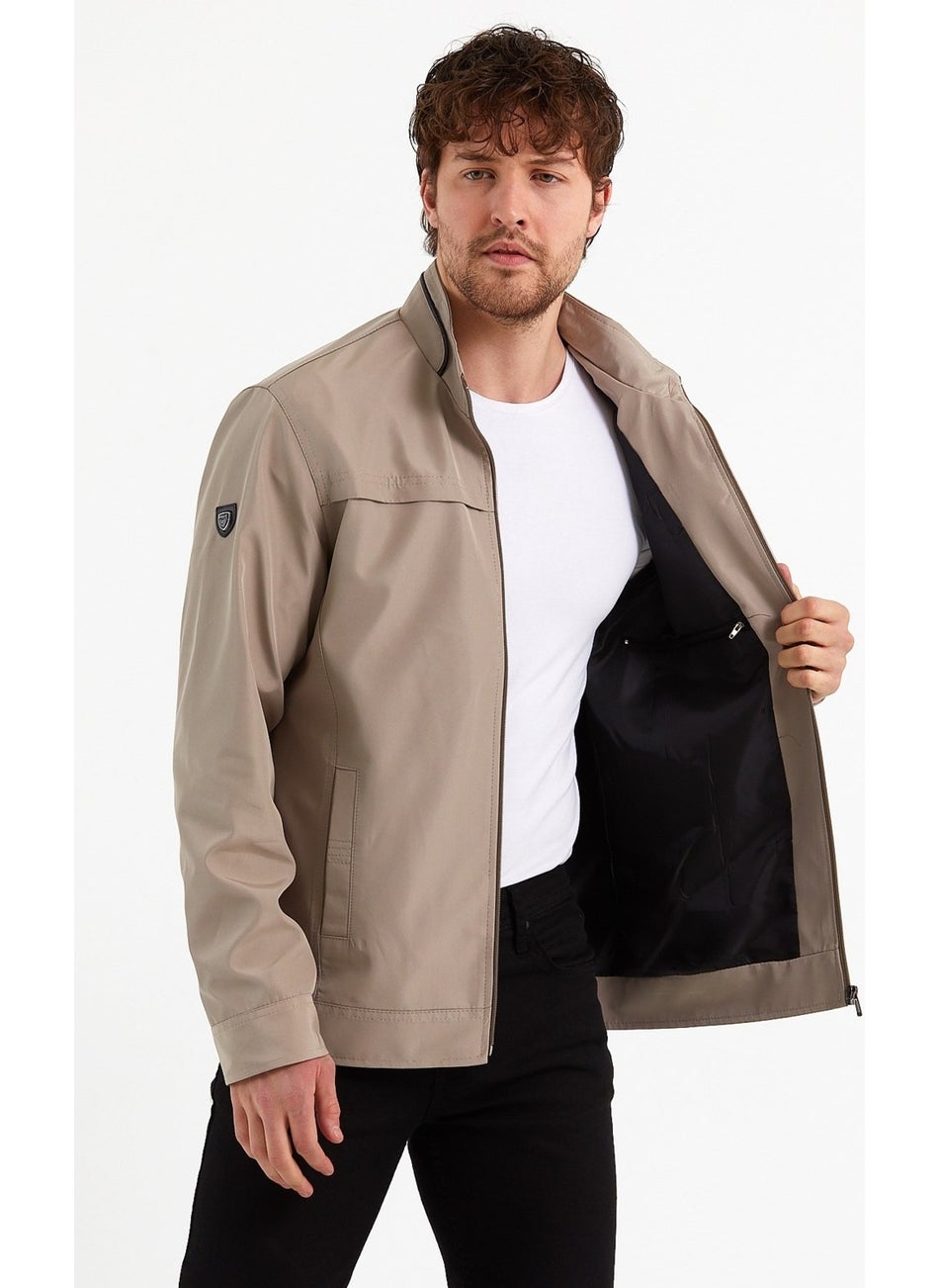 New Season Men's Cream Two Inner Pocket Water and Windproof Seasonal & Summer Coat