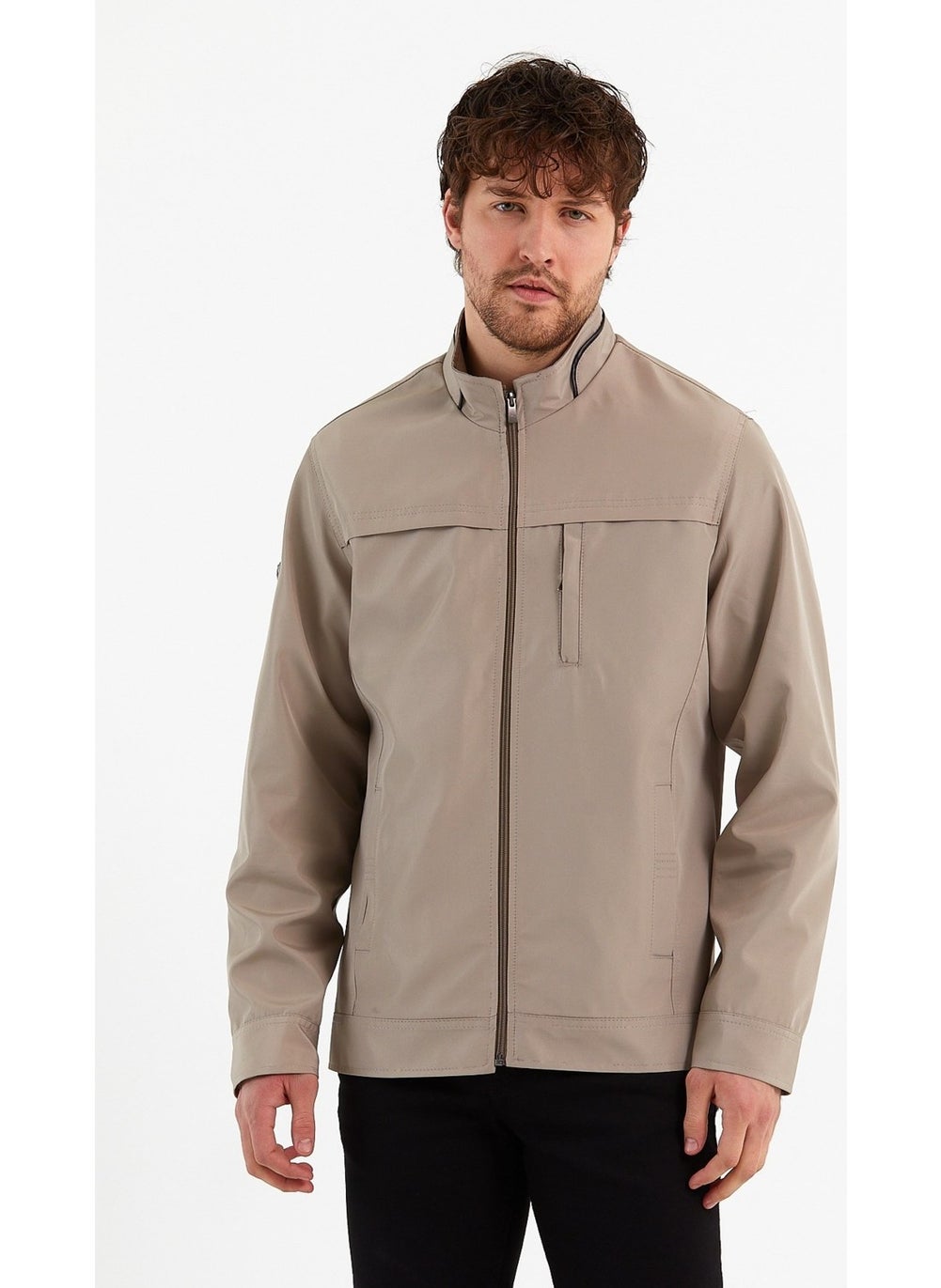 New Season Men's Cream Two Inner Pocket Water and Windproof Seasonal & Summer Coat